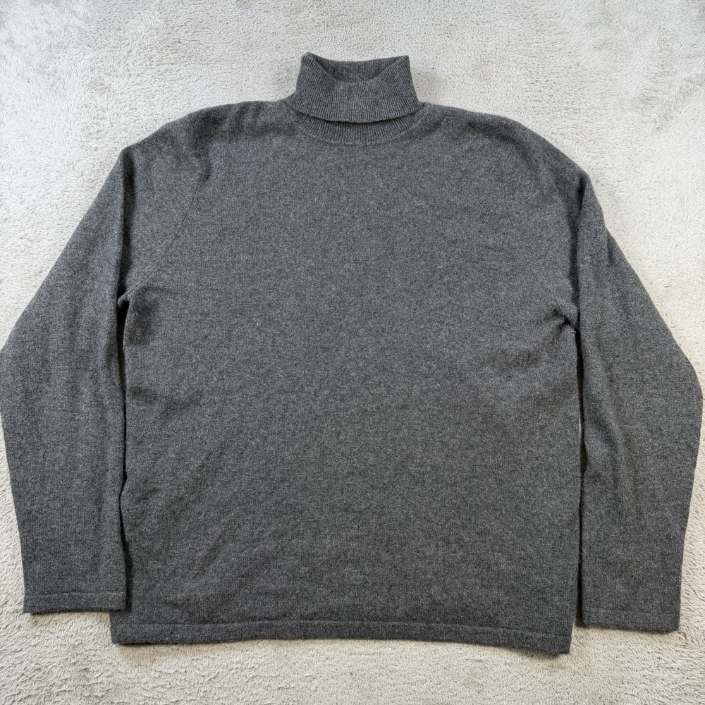 Charter Club Sweater Womens Large Grey 100% Cashmere Turtleneck 2 Ply Pullover